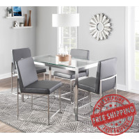 Lumisource TB-FUJI4728 CL Fuji Contemporary Dining Table in Stainless Steel with Clear Glass Top 